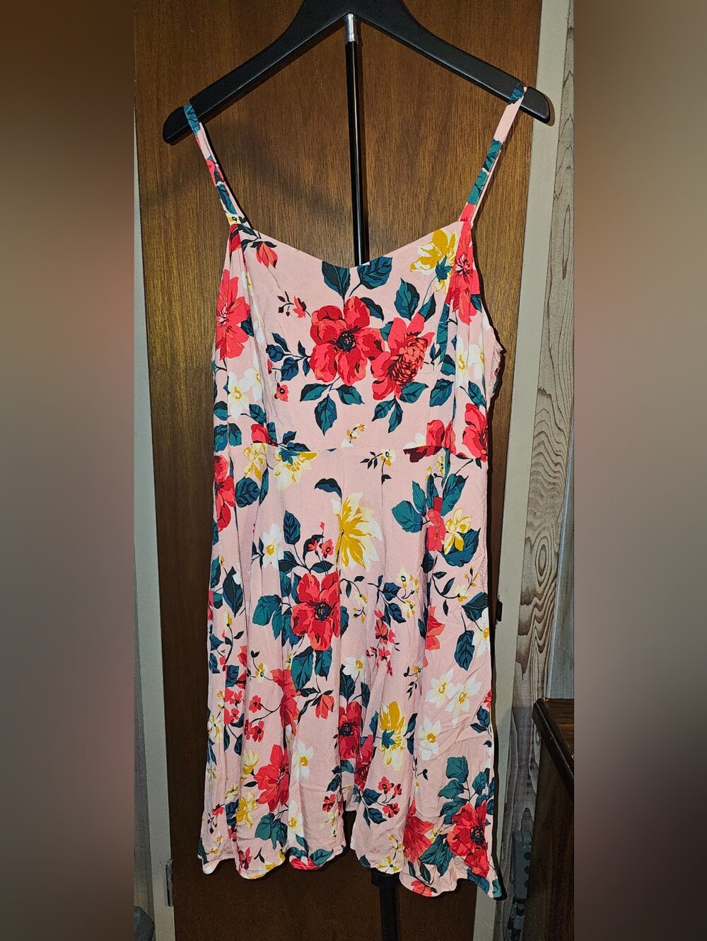 Old Navy Pink Floral Cami Sundress with Red, Yellow & Teal Print